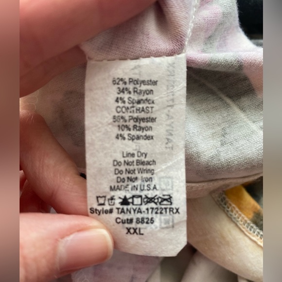 Boho Floral “Tanya” Purple/Mustard 3/4 Sleeve Midi with pockets Size XXL - Picture 6 of 7